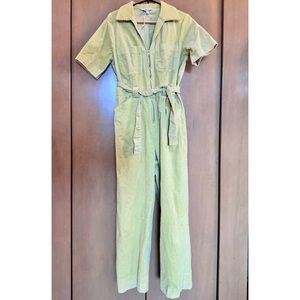 & Other Stories Light Green Belted corduroy Jumpsuit